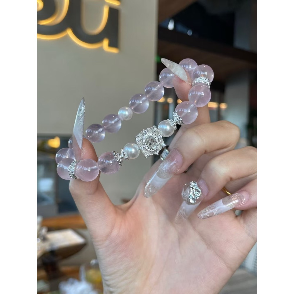【SiiS Jewelry】柔光戀語｜粉晶珍珠水晶手鍊｜戀愛能量 桃花開運 情感療癒 女神系飾品推薦-細節圖3