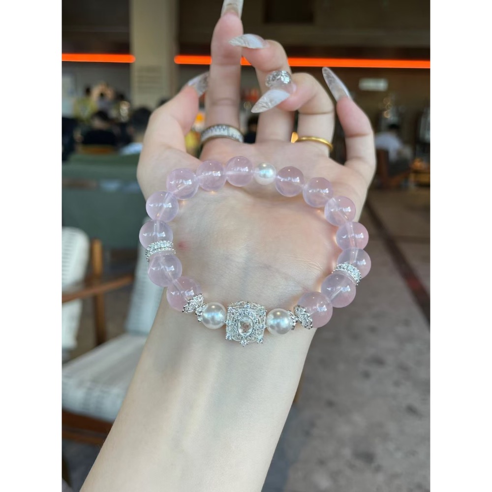 【SiiS Jewelry】柔光戀語｜粉晶珍珠水晶手鍊｜戀愛能量 桃花開運 情感療癒 女神系飾品推薦-細節圖4