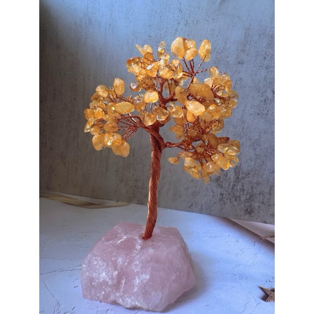 【SiiS Jewelry】天然水晶樹擺件發財樹瑪瑙愛心水晶原石底座手工銅線編織水晶碎石-細節圖2