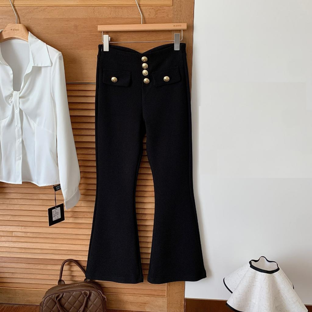 Number28 - 高腰彈力金釦喇叭褲 286327-細節圖6