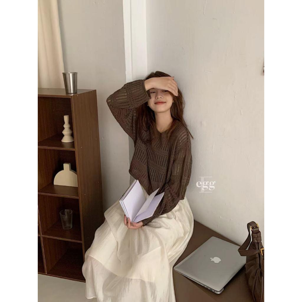 Number28 - 捲邊鏤空洞洞針織罩衫 286310-細節圖3