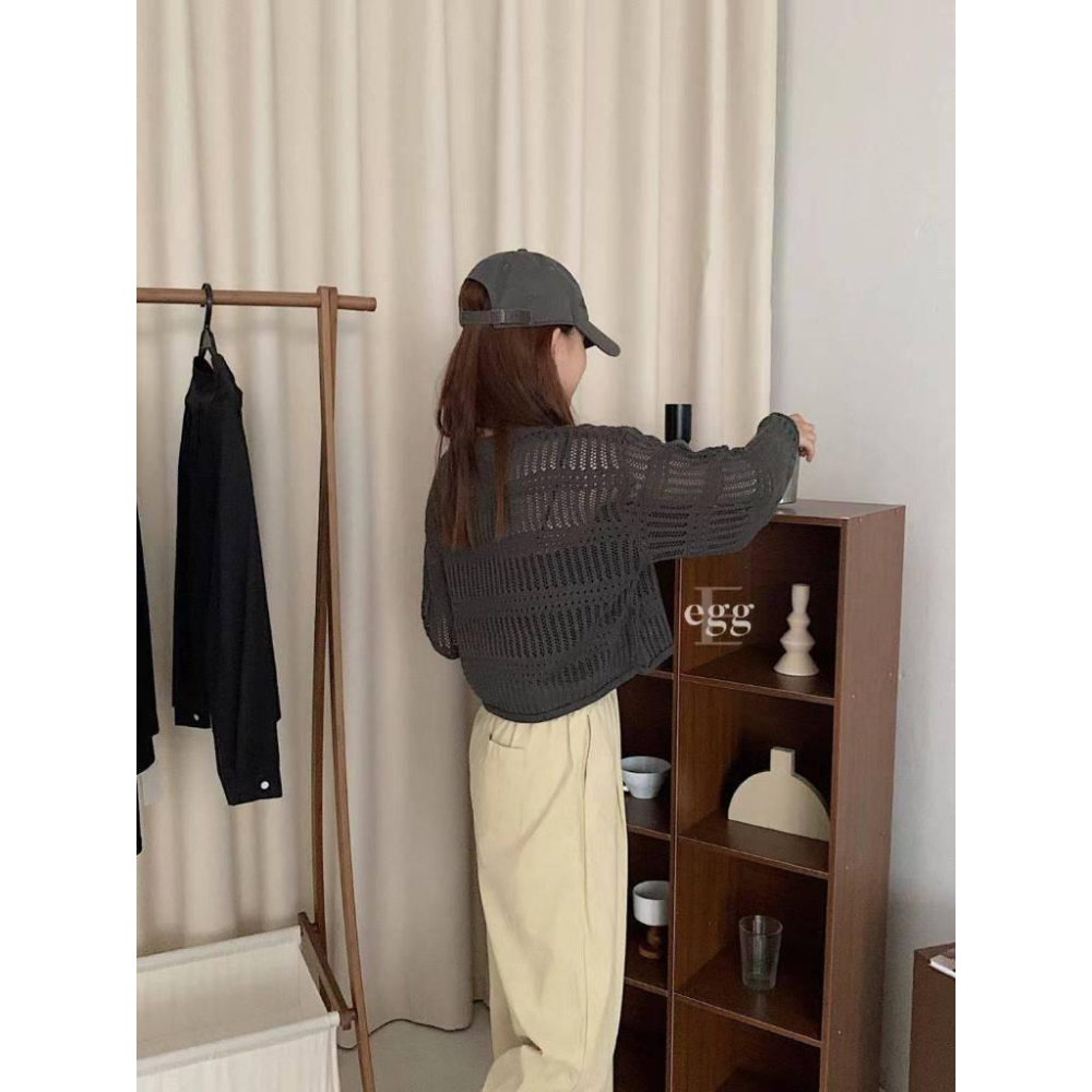 Number28 - 捲邊鏤空洞洞針織罩衫 286310-細節圖6