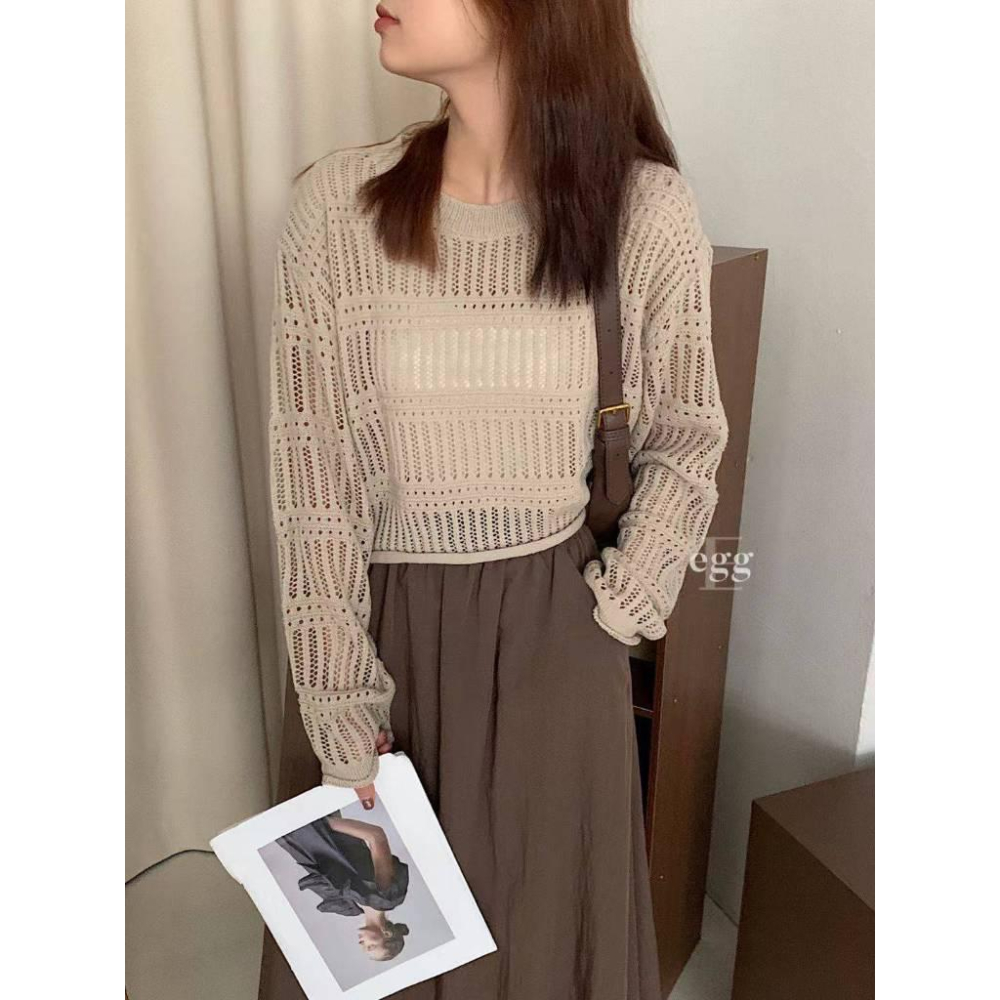 Number28 - 捲邊鏤空洞洞針織罩衫 286310-細節圖7