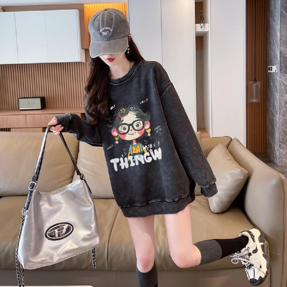 Number28 - 女孩印花水洗黑大學T 286315-細節圖4