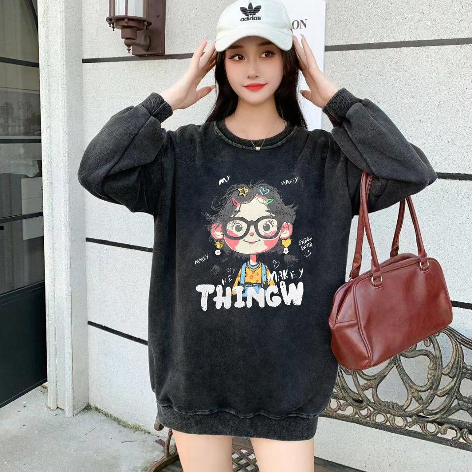 Number28 - 女孩印花水洗黑大學T 286315-細節圖5