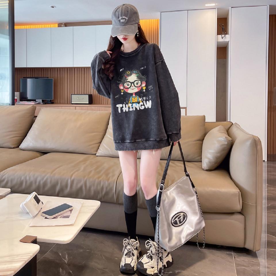 Number28 - 女孩印花水洗黑大學T 286315-細節圖7