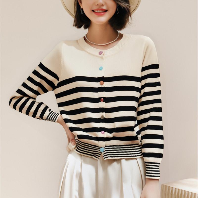 Number28 - 撞色條紋鈕扣針織外套 286313-細節圖4