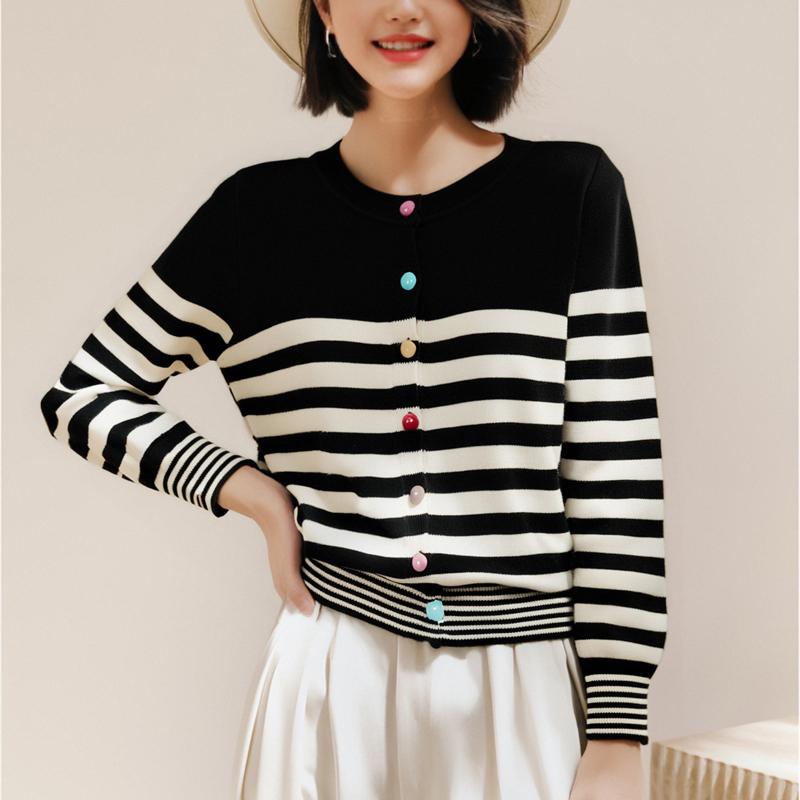 Number28 - 撞色條紋鈕扣針織外套 286313-細節圖5