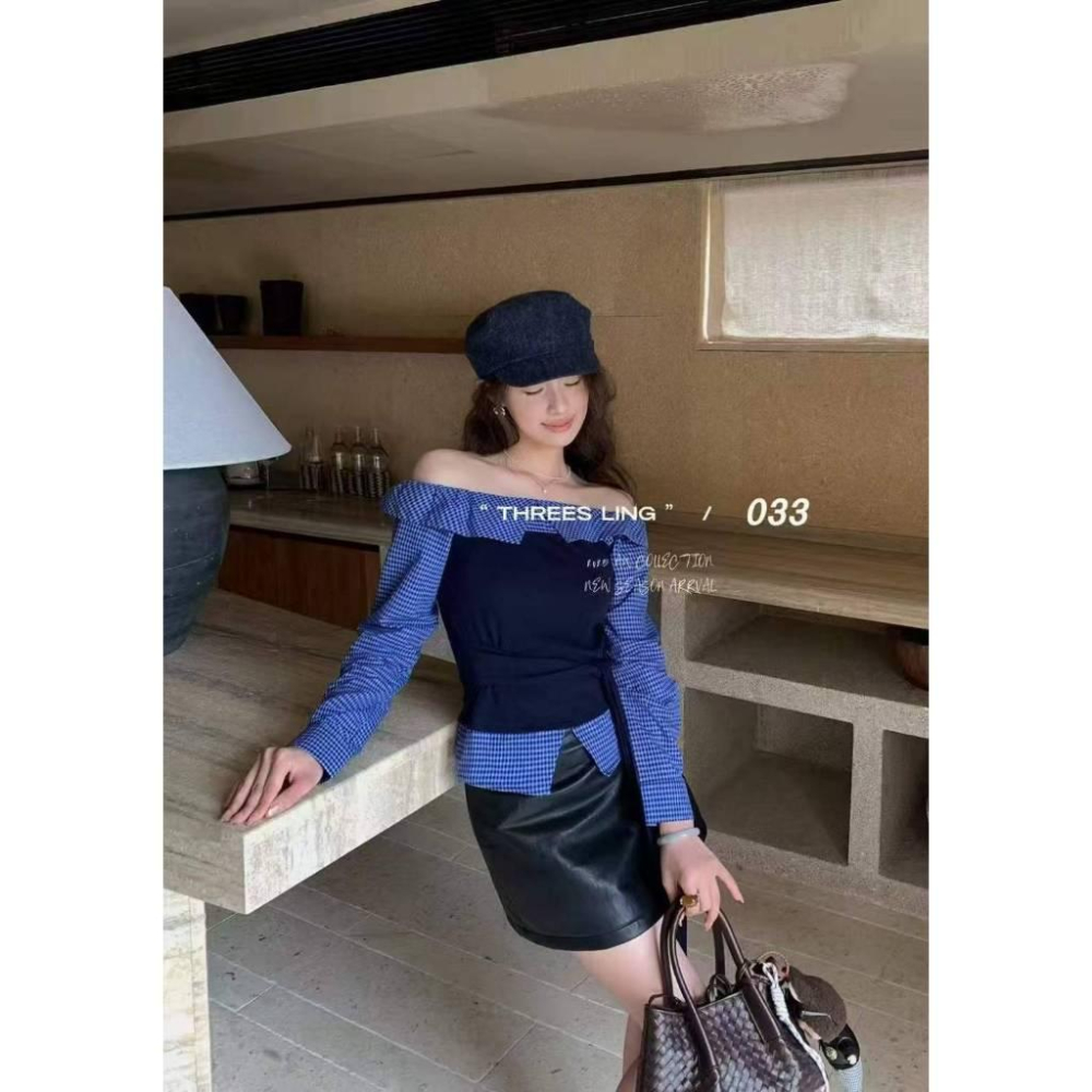 Number28 - 一字領綁結收腰長袖上衣 286302-細節圖7