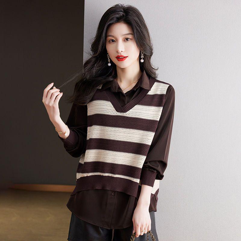 Number28 - 假兩件針織條紋襯衫 286298-細節圖3