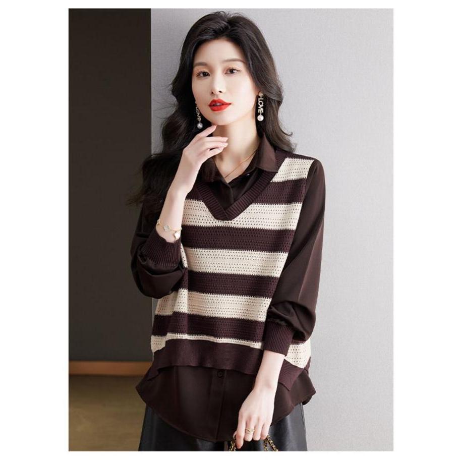 Number28 - 假兩件針織條紋襯衫 286298-細節圖4