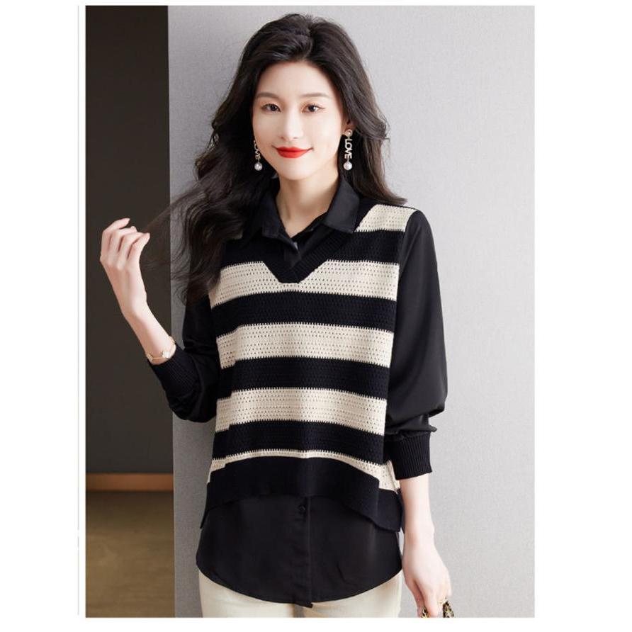 Number28 - 假兩件針織條紋襯衫 286298-細節圖6