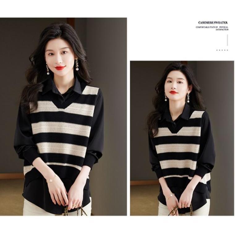 Number28 - 假兩件針織條紋襯衫 286298-細節圖7