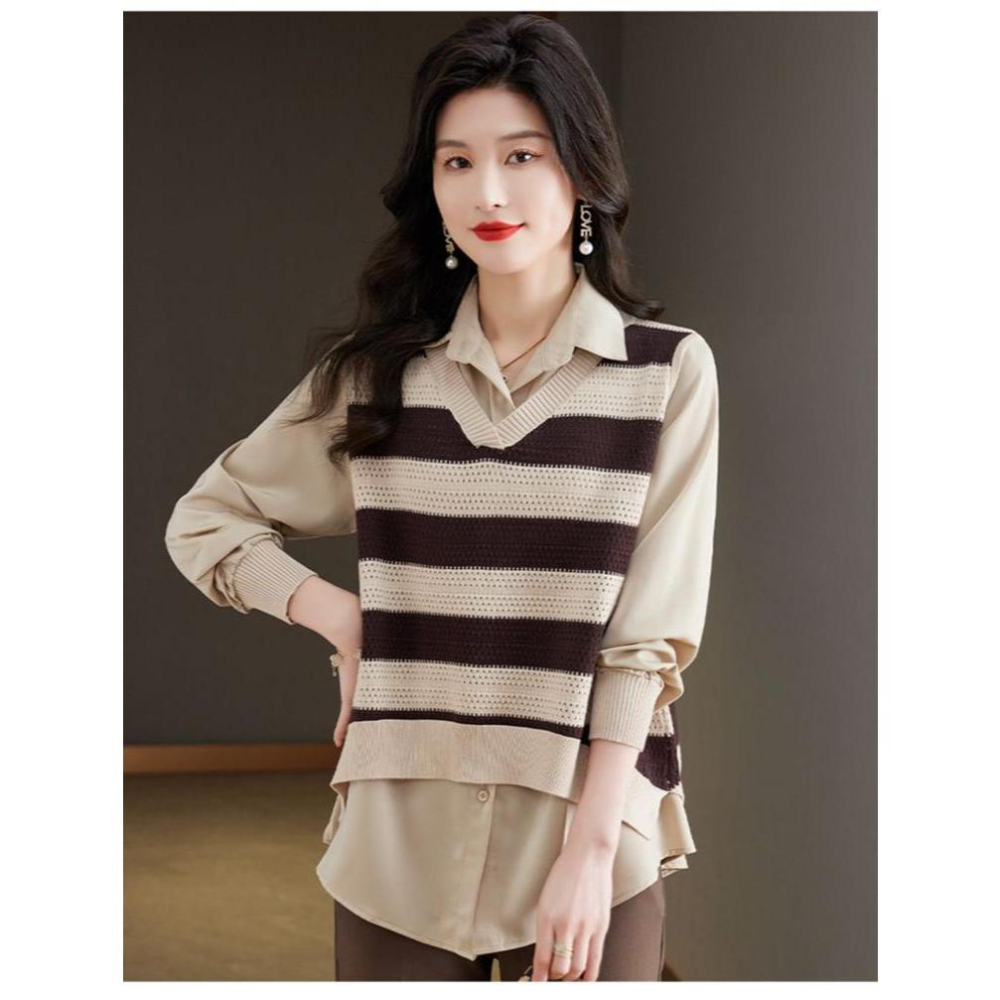 Number28 - 假兩件針織條紋襯衫 286298-細節圖8