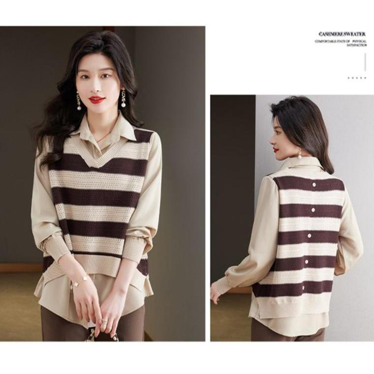 Number28 - 假兩件針織條紋襯衫 286298-細節圖9