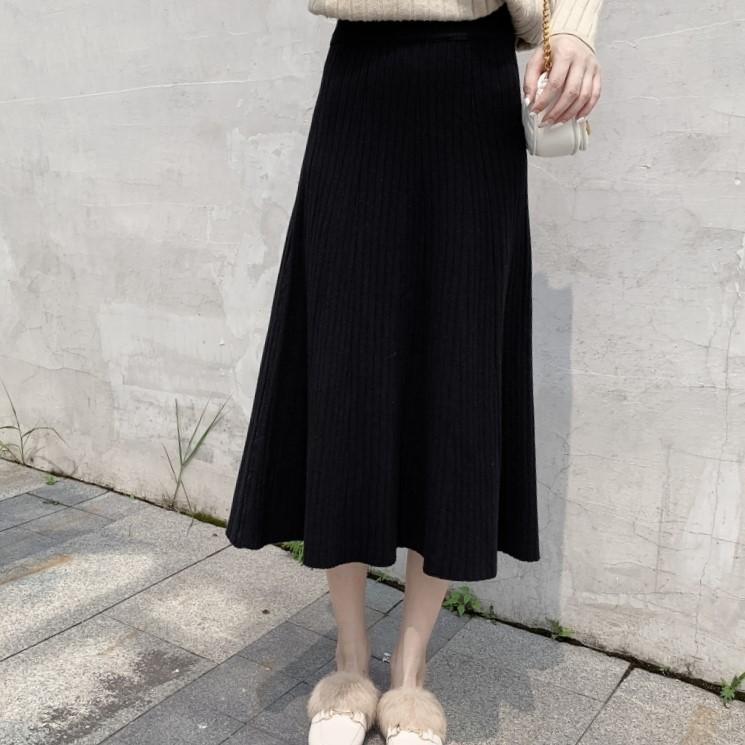 Number28 - 厚磅針織壓褶傘裙長裙 286297-細節圖3