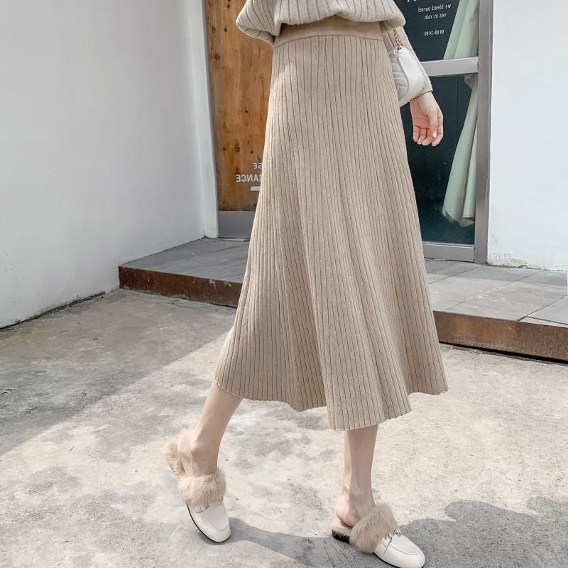 Number28 - 厚磅針織壓褶傘裙長裙 286297-細節圖6