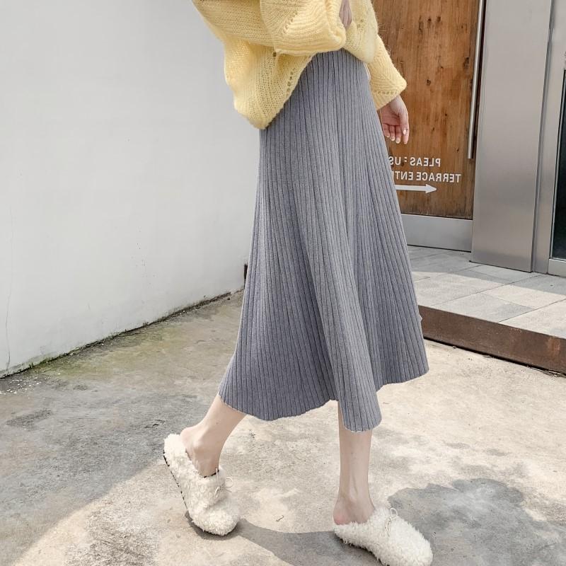 Number28 - 厚磅針織壓褶傘裙長裙 286297-細節圖8