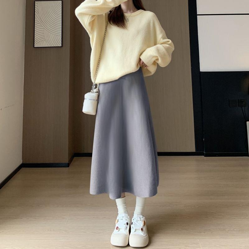 Number28 - 厚磅針織素面傘裙長裙 286296-細節圖3