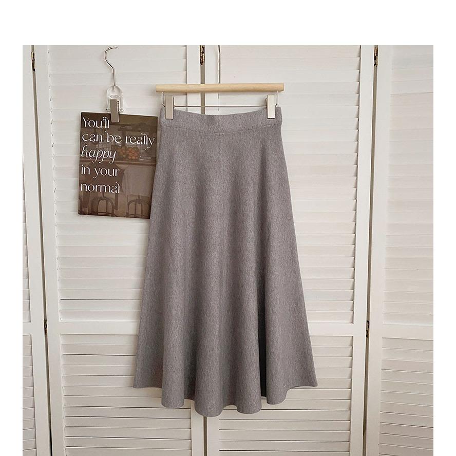 Number28 - 厚磅針織素面傘裙長裙 286296-細節圖4