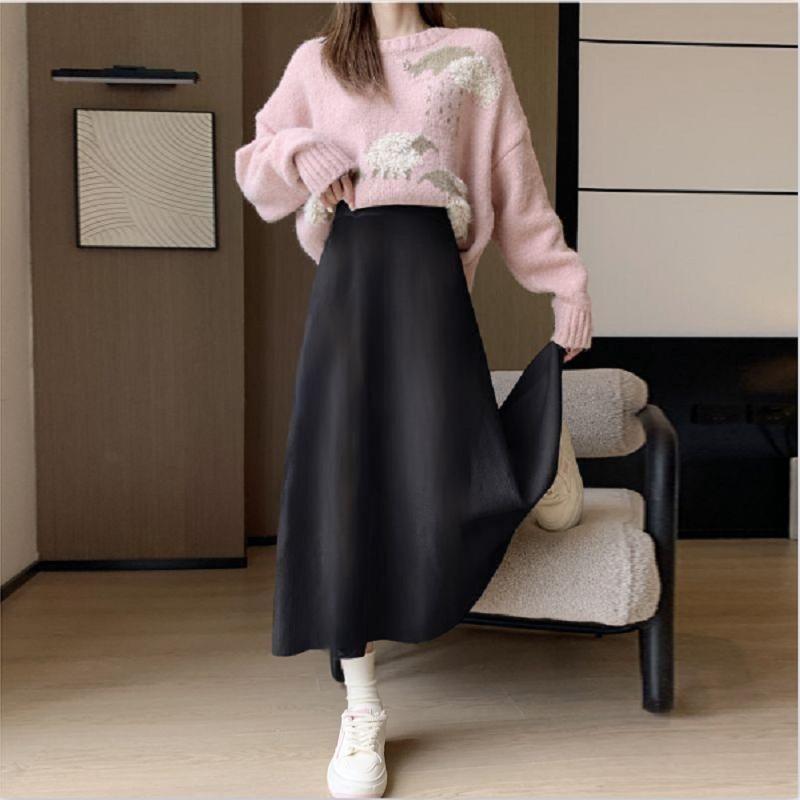 Number28 - 厚磅針織素面傘裙長裙 286296-細節圖5