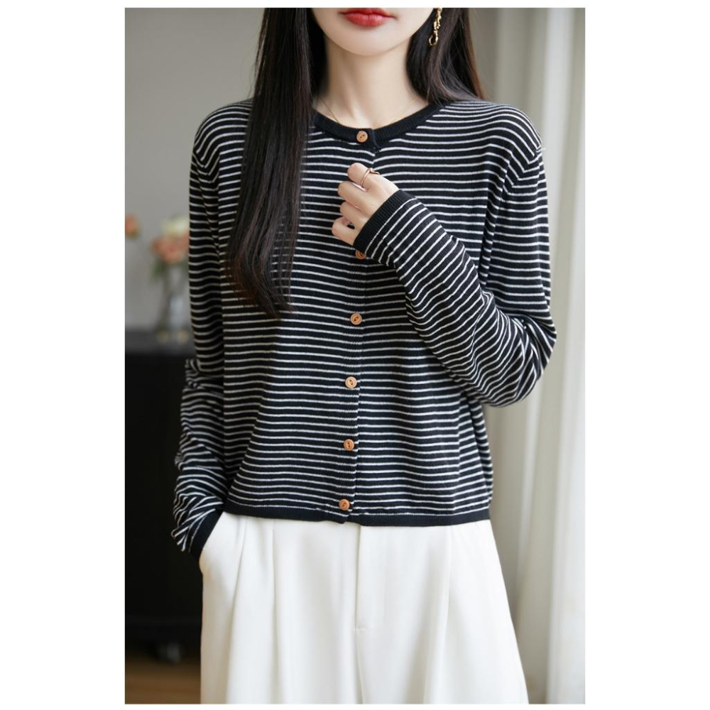 Number28 - 細條紋針織薄外套 286293-細節圖4