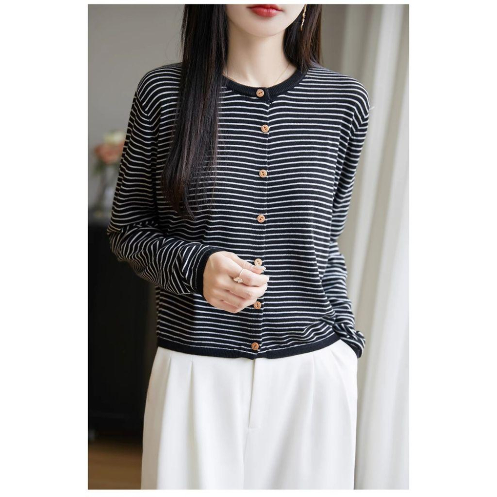 Number28 - 細條紋針織薄外套 286293-細節圖5