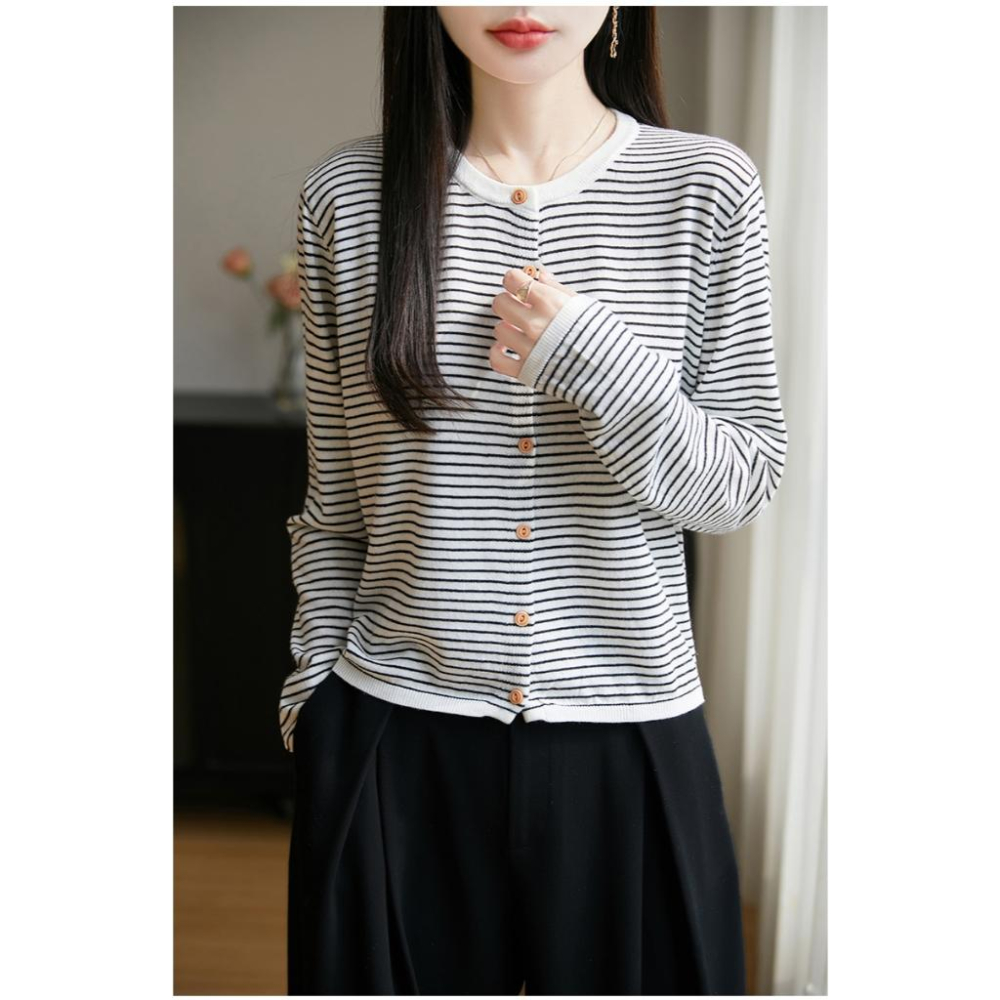 Number28 - 細條紋針織薄外套 286293-細節圖7