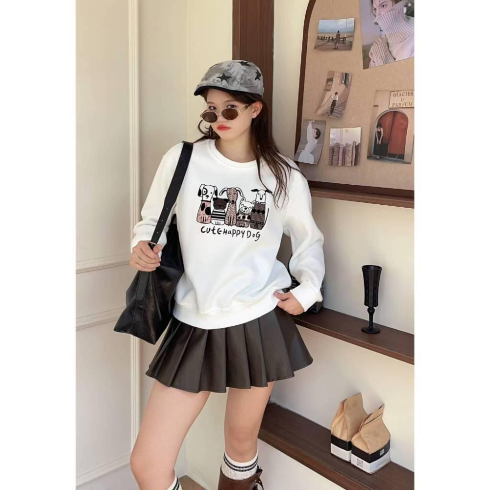 Number28 - 快樂小狗刺繡印花大學T 286276-細節圖4