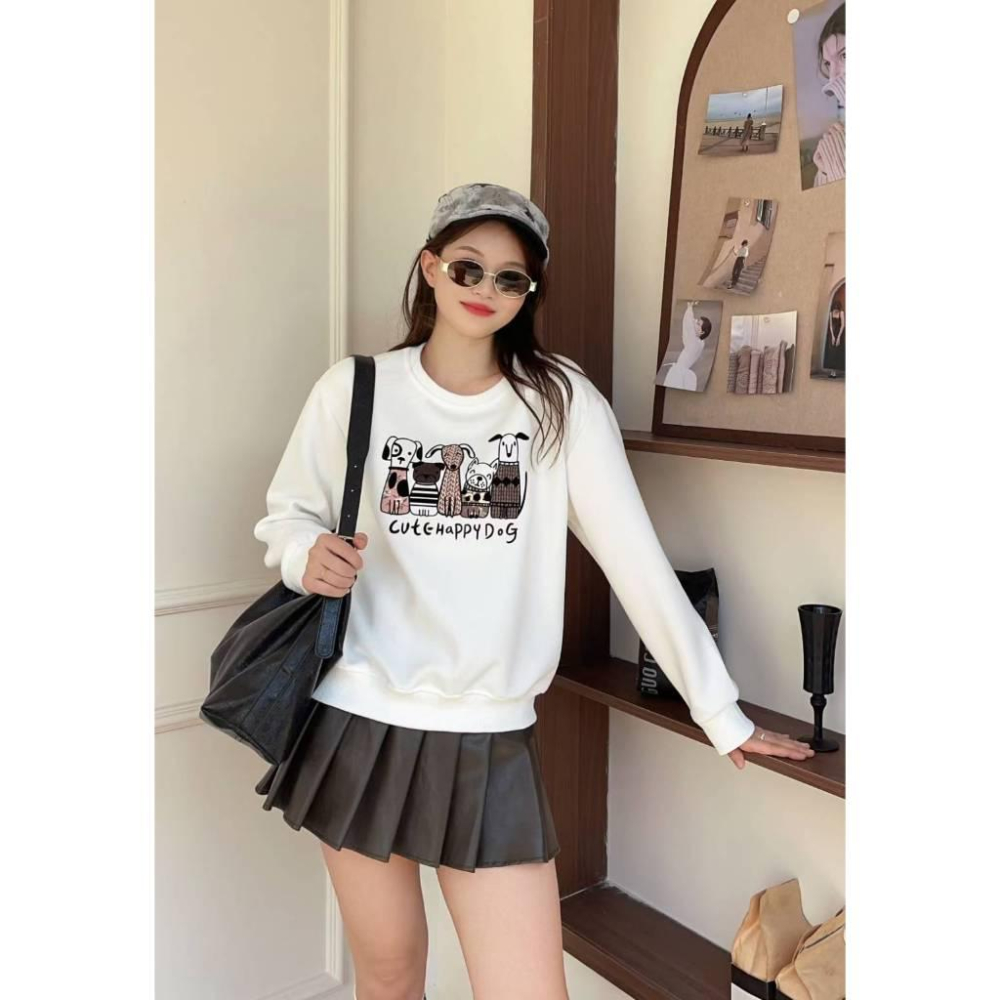 Number28 - 快樂小狗刺繡印花大學T 286276-細節圖5