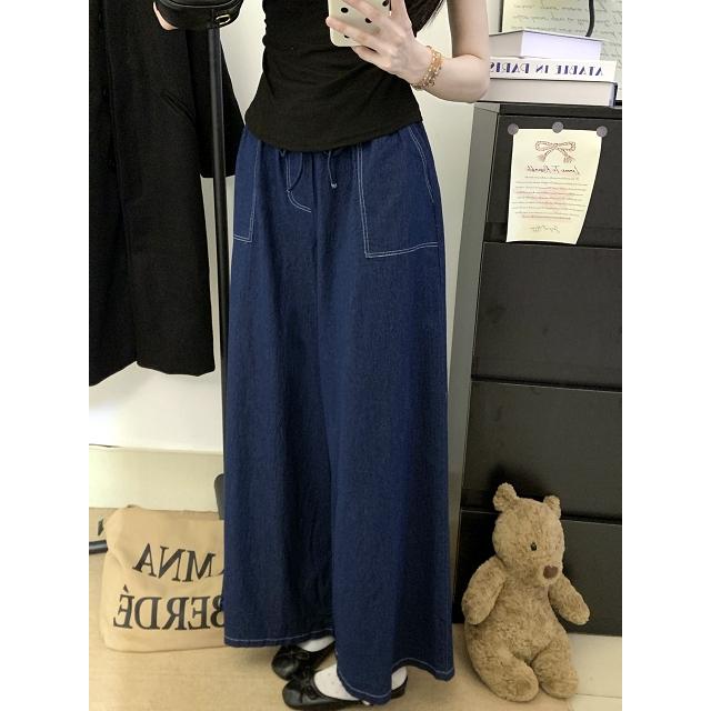 Number28 - 鬆緊腰抽繩牛仔寬褲 286273-細節圖6