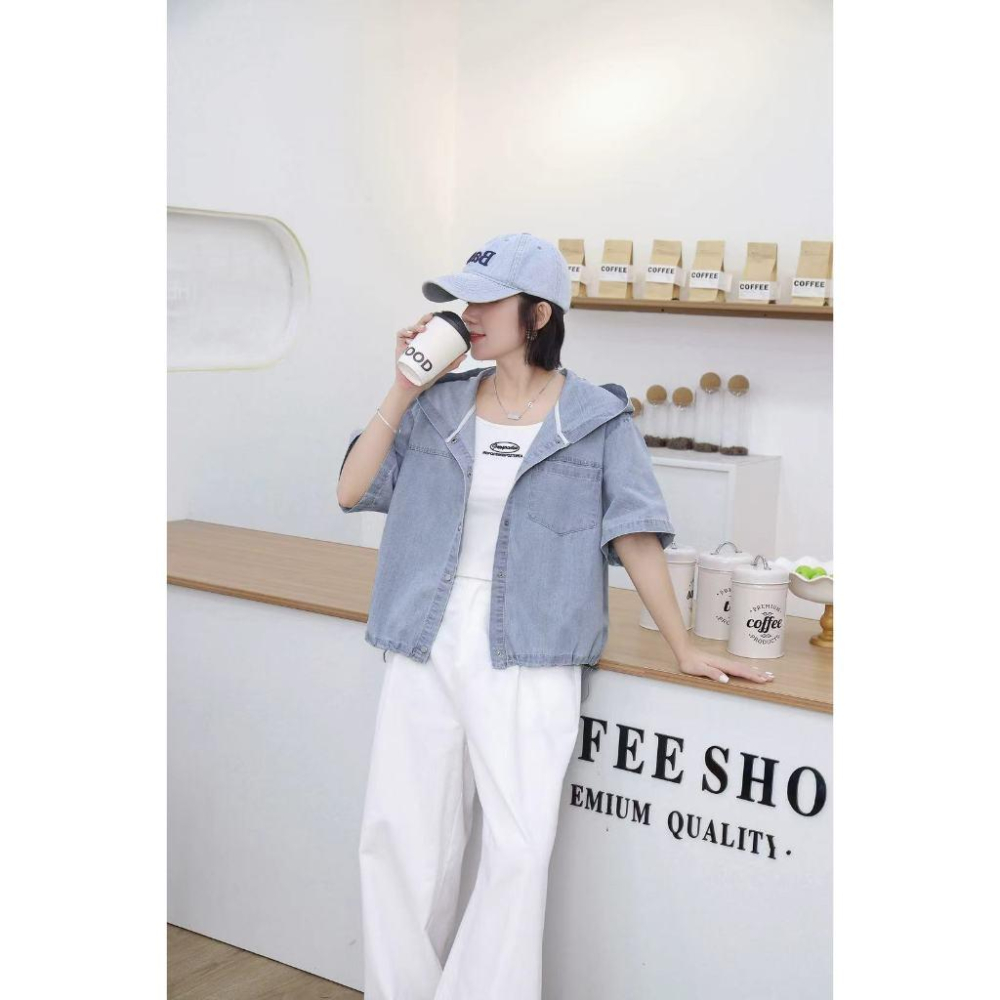 Number28 - 短袖連帽牛仔外套 286264-細節圖3