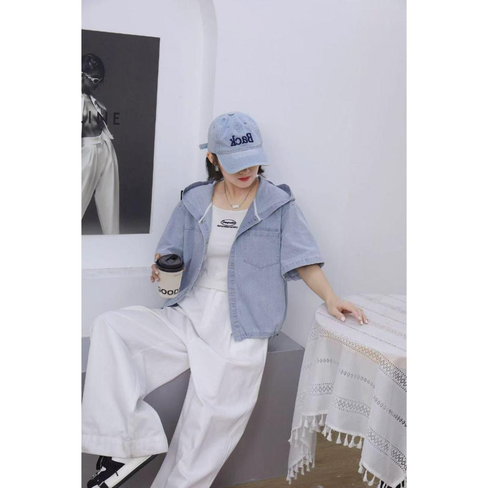 Number28 - 短袖連帽牛仔外套 286264-細節圖4