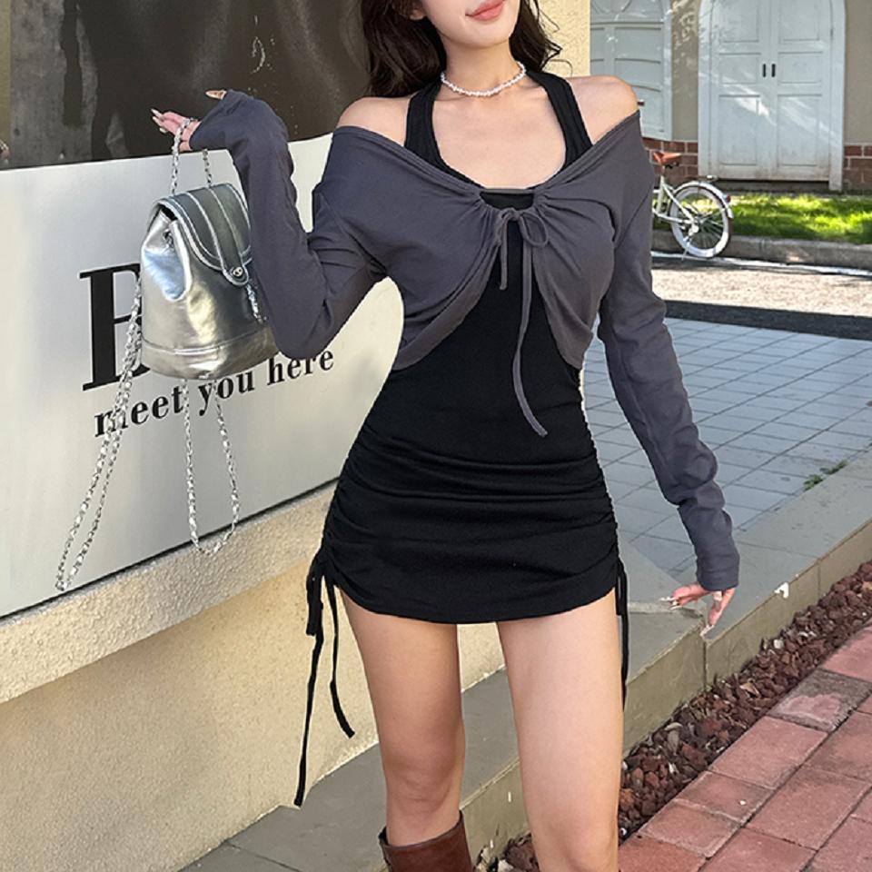 Number28 - (兩件式)綁帶小外套+抽繩連身裙 286306-細節圖4