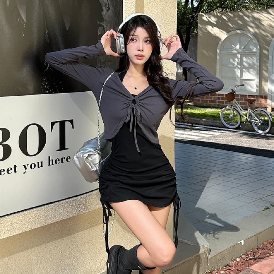 Number28 - (兩件式)綁帶小外套+抽繩連身裙 286306-細節圖5