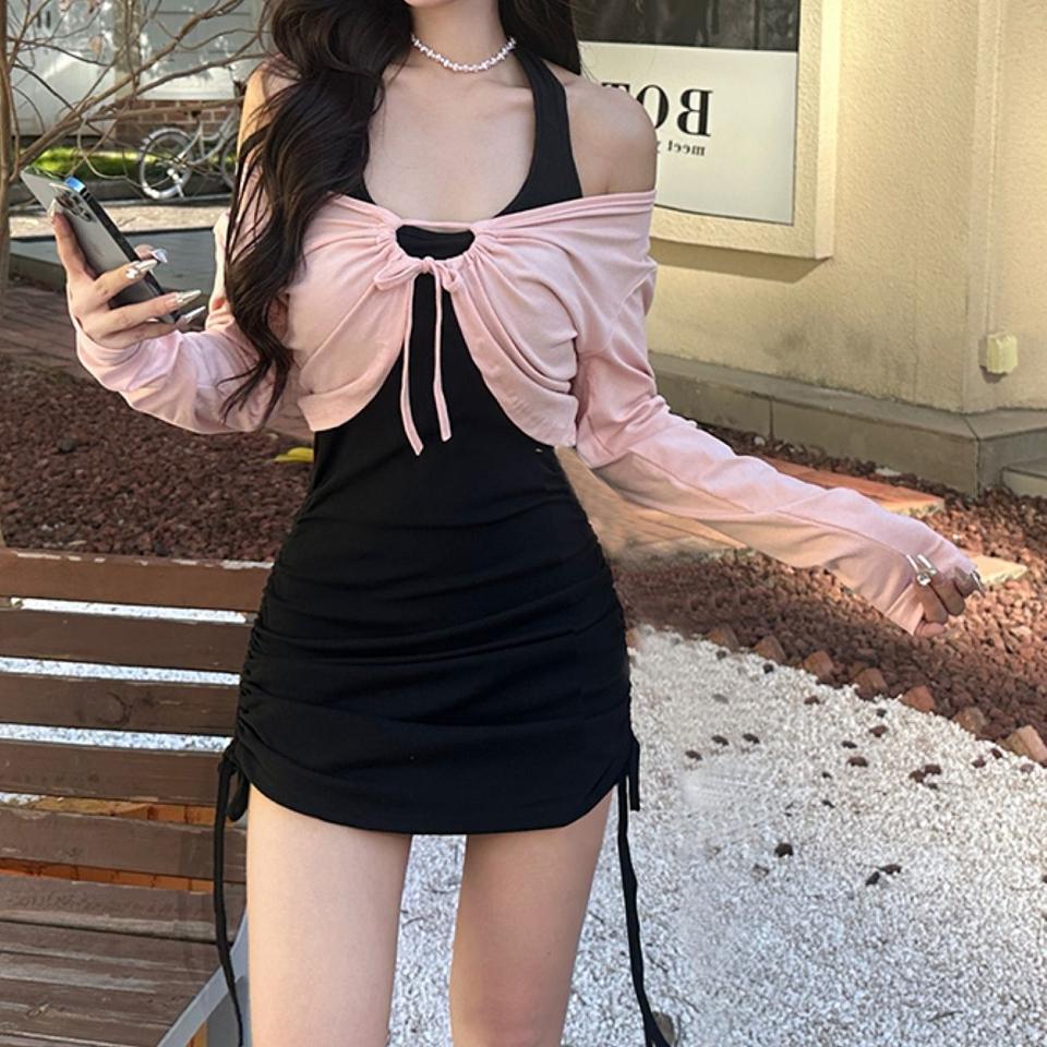 Number28 - (兩件式)綁帶小外套+抽繩連身裙 286306-細節圖8