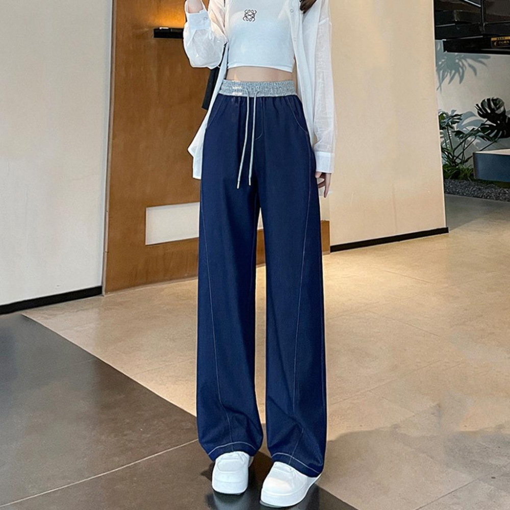 Number28 - 薄款描邊造型牛仔寬褲 286242-細節圖3