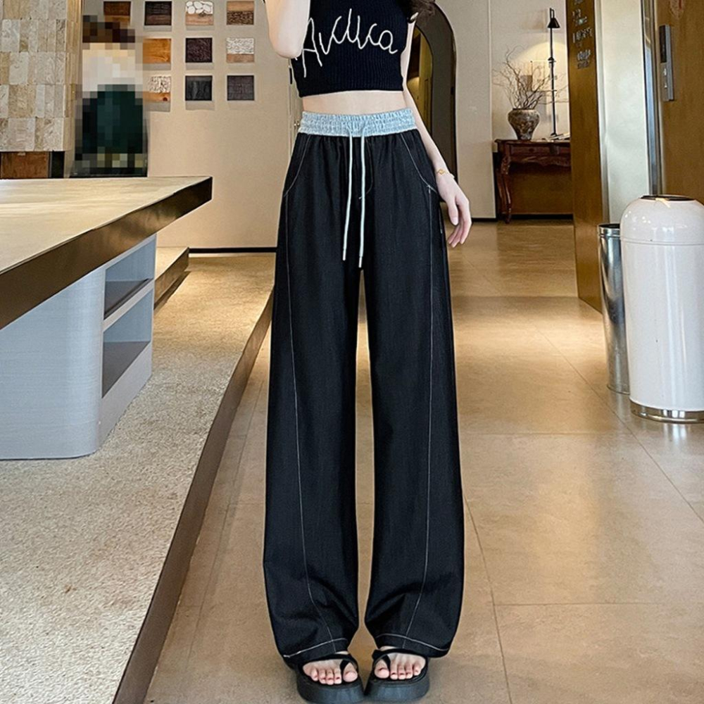 Number28 - 薄款描邊造型牛仔寬褲 286242-細節圖4