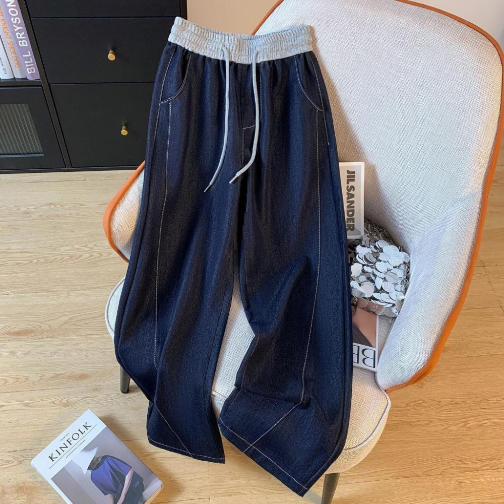 Number28 - 薄款描邊造型牛仔寬褲 286242-細節圖6