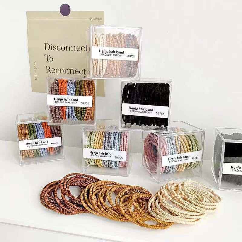 Number28 - 日系馬卡龍莫蘭迪多色髮圈(50入) 282058-細節圖3