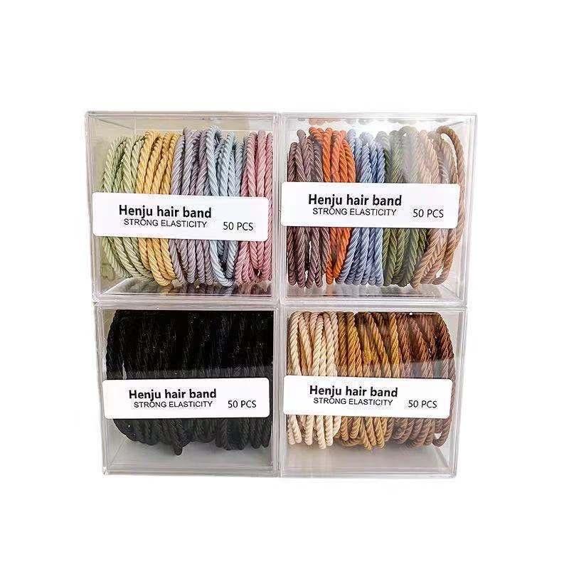 Number28 - 日系馬卡龍莫蘭迪多色髮圈(50入) 282058-細節圖5