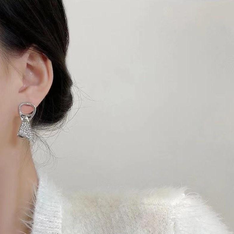 Number28 - S925銀針易開罐拉環鑲鑽耳針式抗過敏耳環 282164-細節圖3