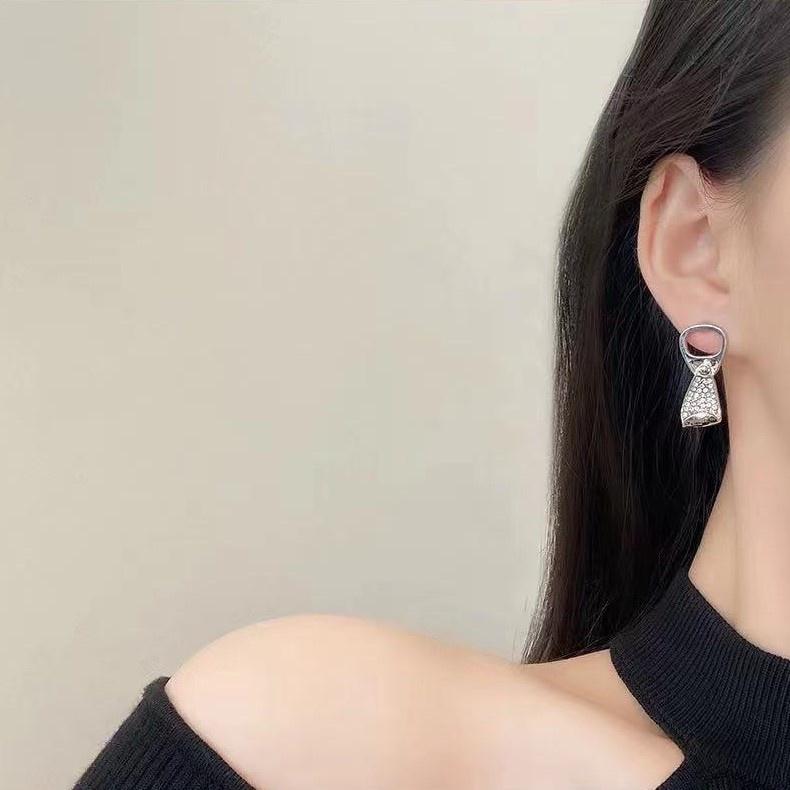 Number28 - S925銀針易開罐拉環鑲鑽耳針式抗過敏耳環 282164-細節圖4