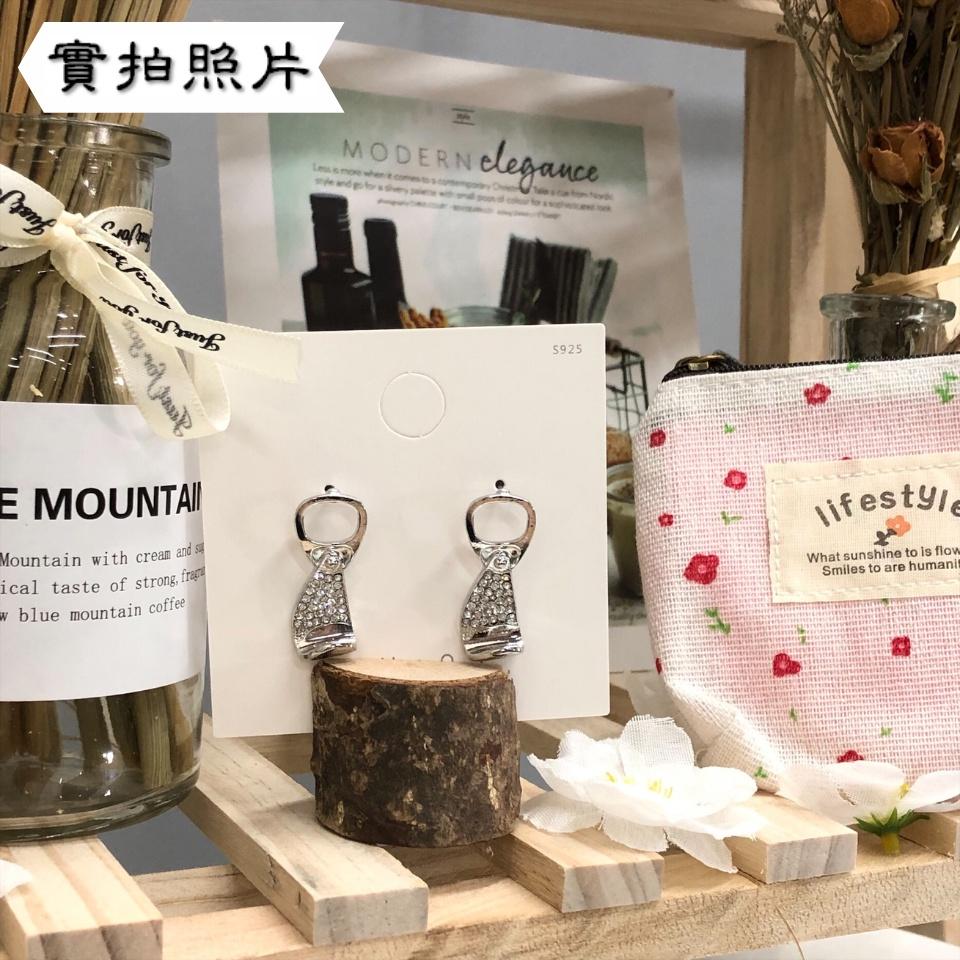 Number28 - S925銀針易開罐拉環鑲鑽耳針式抗過敏耳環 282164-細節圖7