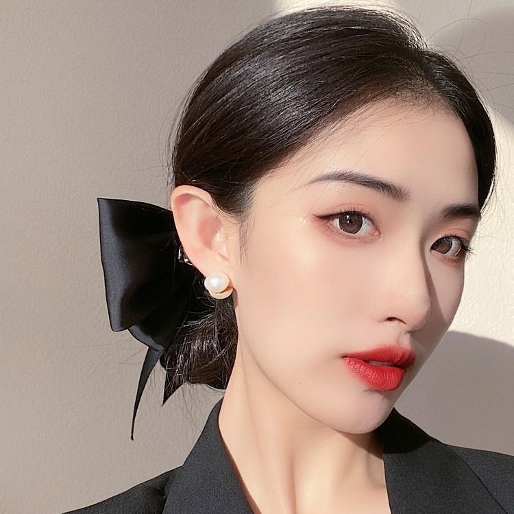 Number28 - 氣質黑色緞帶蝴蝶結彈簧髮夾 282375-細節圖2