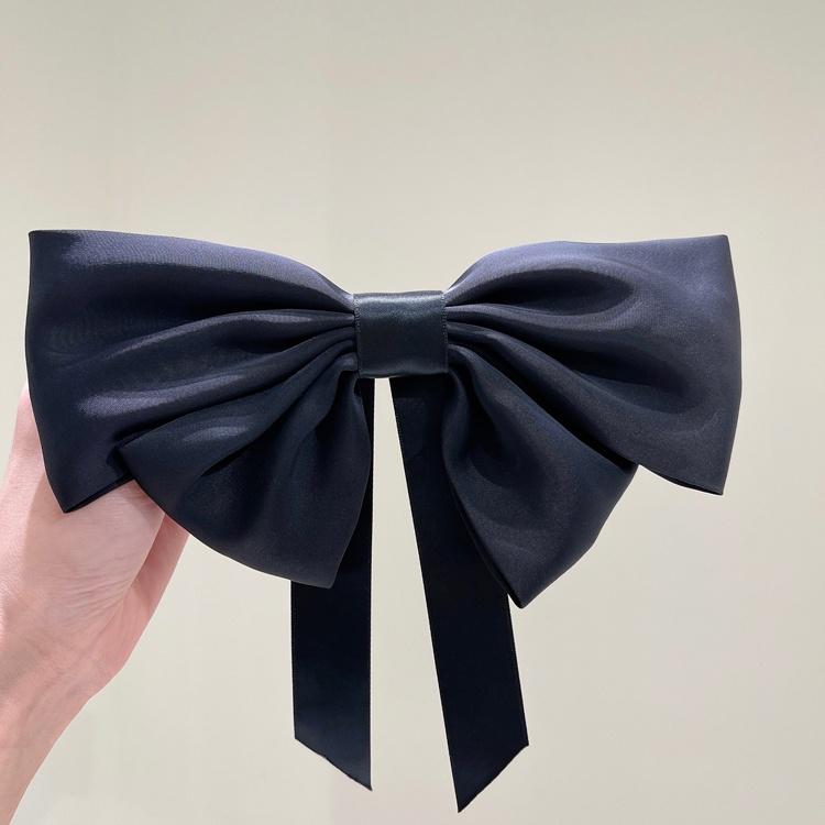 Number28 - 氣質黑色緞帶蝴蝶結彈簧髮夾 282375-細節圖4