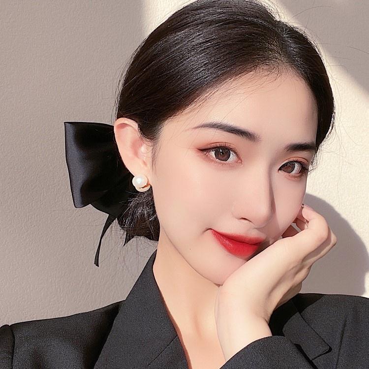 Number28 - 氣質黑色緞帶蝴蝶結彈簧髮夾 282375-細節圖5