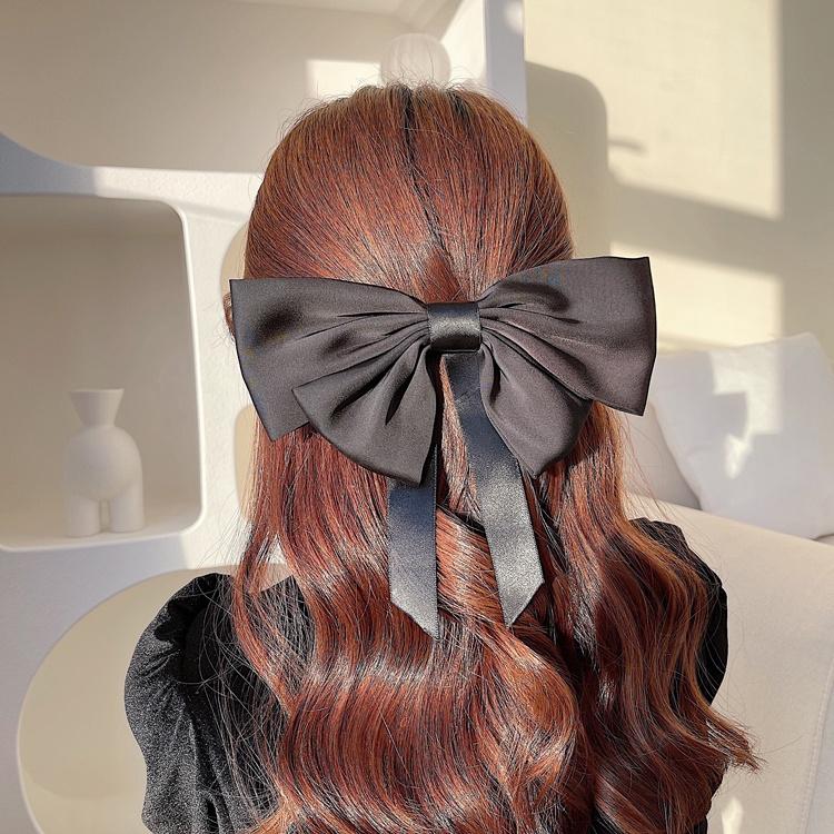 Number28 - 氣質黑色緞帶蝴蝶結彈簧髮夾 282375-細節圖6