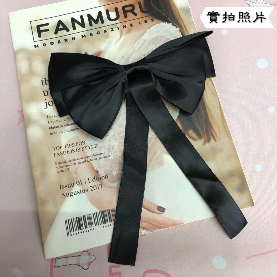 Number28 - 氣質黑色緞帶蝴蝶結彈簧髮夾 282375-細節圖8