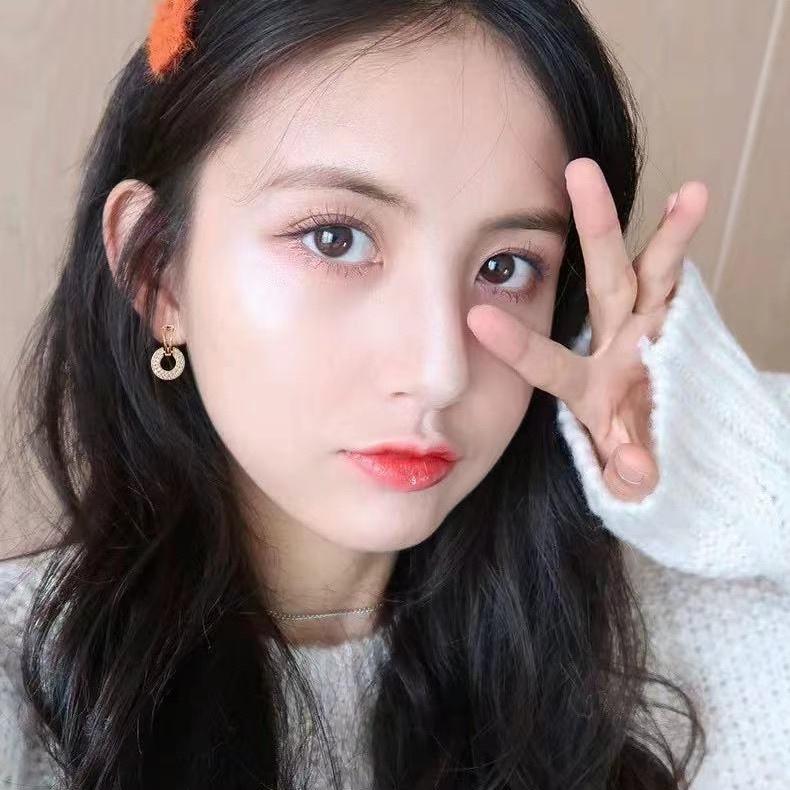 Number28 - 耳環 S925鍍金簡約圓邊鑲鑽耳針式抗過敏耳環 282160-細節圖2